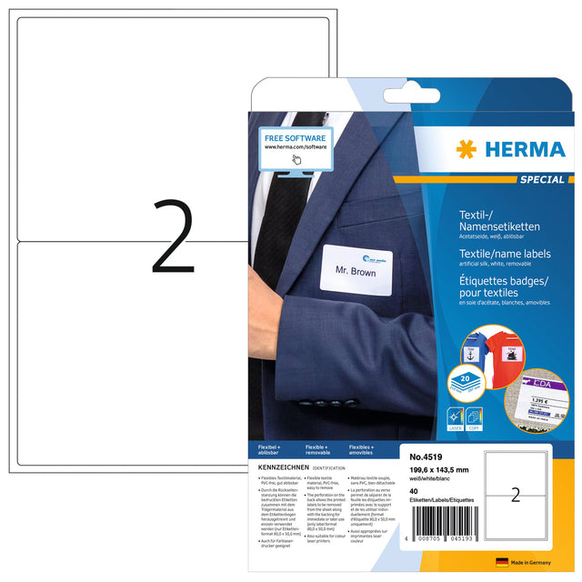 HERMA - Etikett 4519 199,6x143,5mm Acetatseite weiß