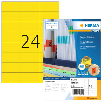 HERMA - Etikett 4406 70x37mm gelb 2400 Etiketten