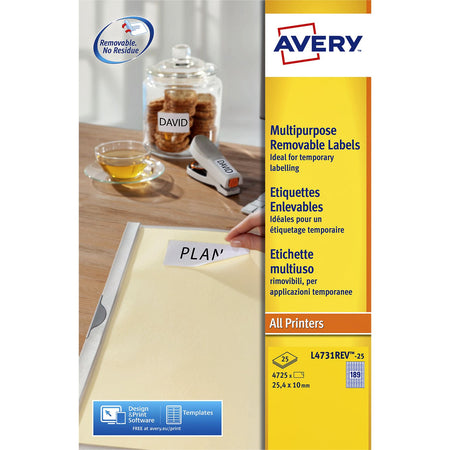 Avery - Etikett L4731REV-25 25,4 x 10 mm weiß 4725 Etiketten | 5 Stück