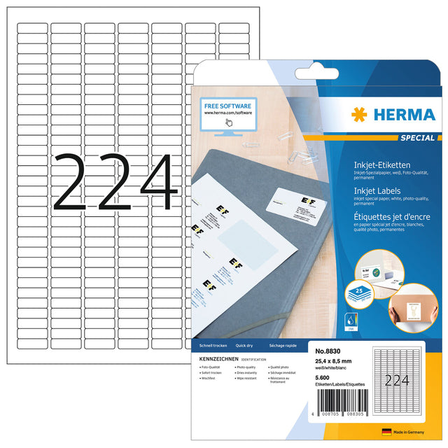 HERMA - Etikett 8830 25,4x8,5mm mattweiß 5600 Stück