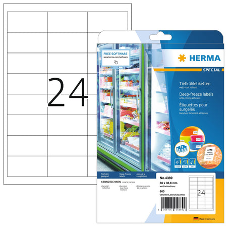 HERMA - Etikett 4389 66x33,8mm gefroren weiß 600 Stück