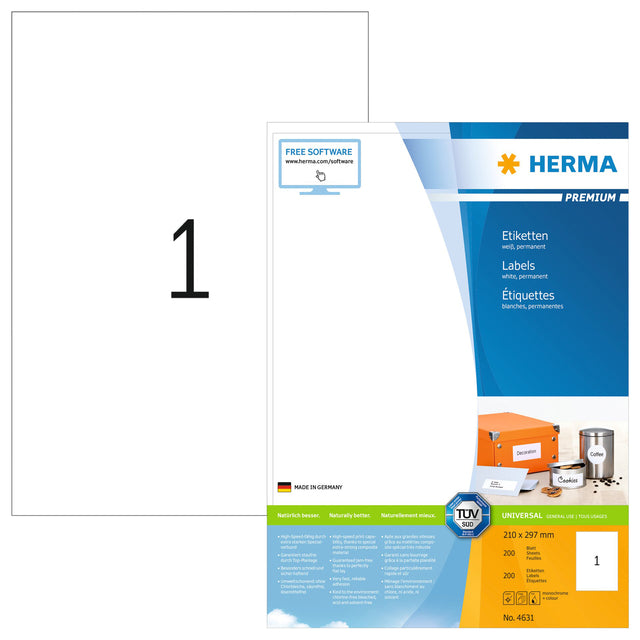 HERMA - Etikett 4631 210x297mm A4 premium weiß 200 Stück