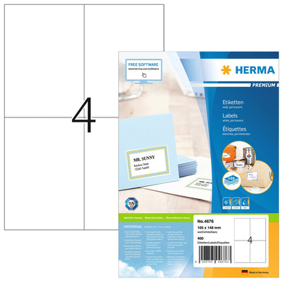 HERMA - Etikett 4676 105x148mm A6 premium weiß 400 Stück
