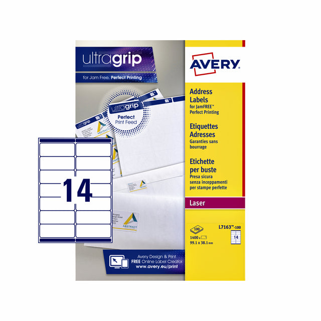Étiqueter Avery L7163 99.1x38.1 mm blanc 1400 pièces