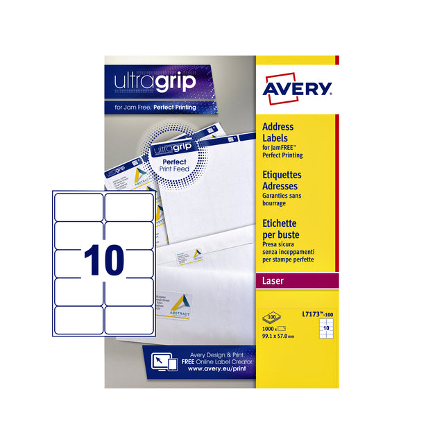 Beschriftung Avery L7173 99.1x57mm Weiß 1000 Stück