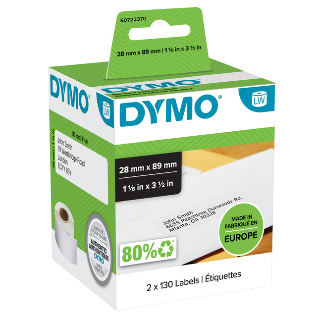 DYMO 99010 LETAGEMRITER 28x89mm Adressetikett 260 Teile
