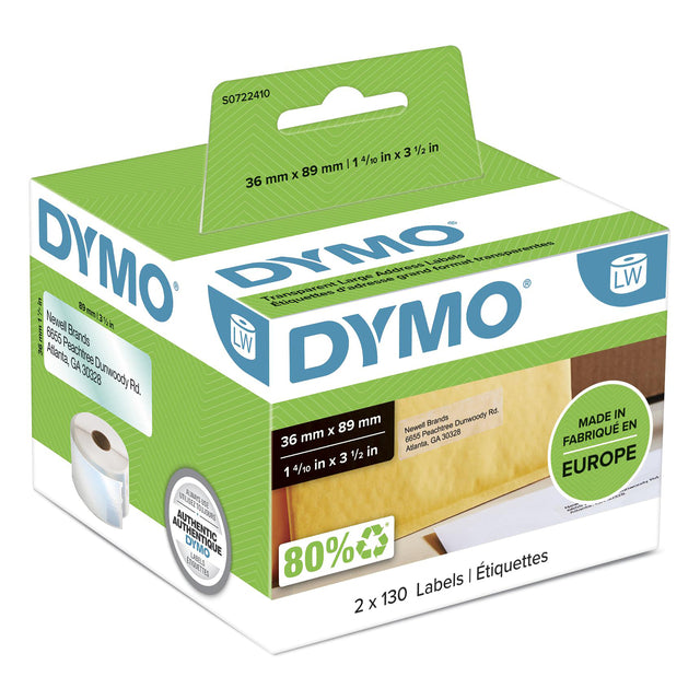Dymo - Label LabelWriter Adressierung 36x89mm 2 Rollen à 130 Stk.