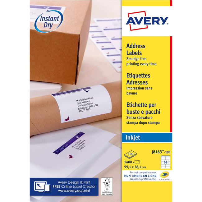 Avery - Etikett J8163-100 99,1 x 38,1 mm weiß 1400 Etiketten
