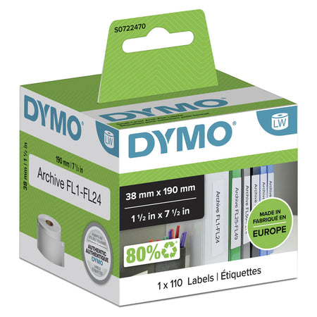 Dymo - Etiket LabelWriter multifunktional 38x190mm 1 Rolle à 110 Stück weiß | 6 Stück