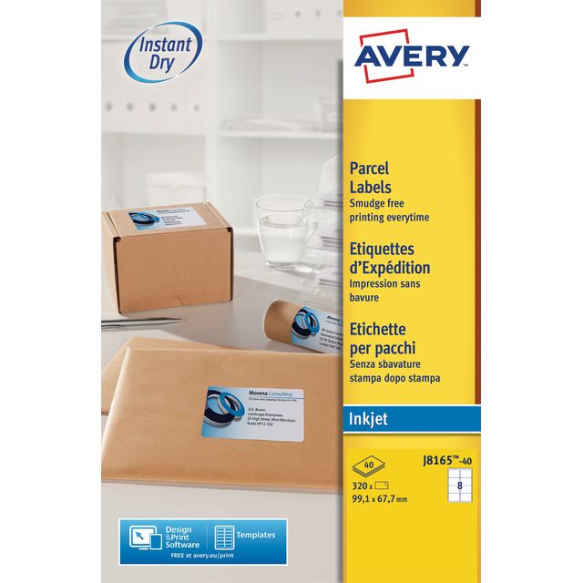 Avery - Etikett J8165-40 99,1 x 67,7 mm weiß 320 Etiketten | 5 Stück