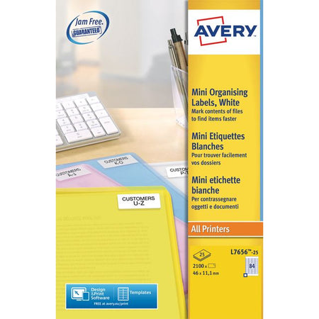 Avery - Label L7656-25 46x11,1mm weiß 2100 Etiketten