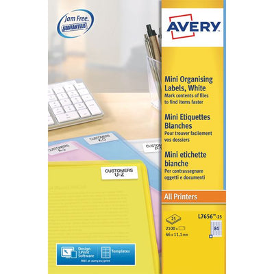 Avery - Label L7656-25 46x11,1mm weiß 2100 Etiketten