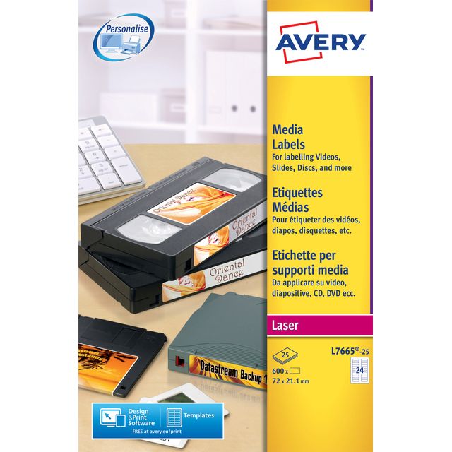 Avery – Etikett L7665-25 72 x 21,2 mm für 600 Etiketten von Media E