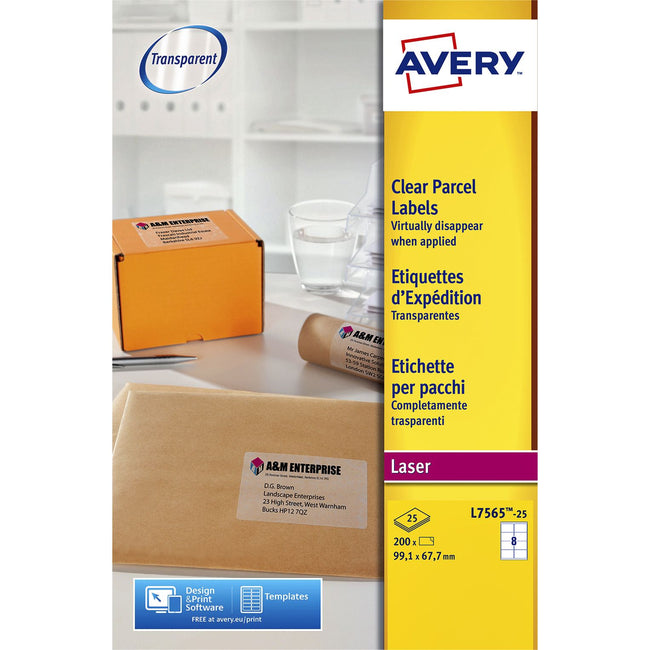 Avery - Etikett L7565-25 99,1 x 67,7 mm transparent 200 Etiketten