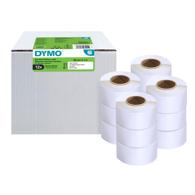 Dymo - Label LabelWriter Adressierung 28x89mm 12 Rollen à 130 Stück weiß