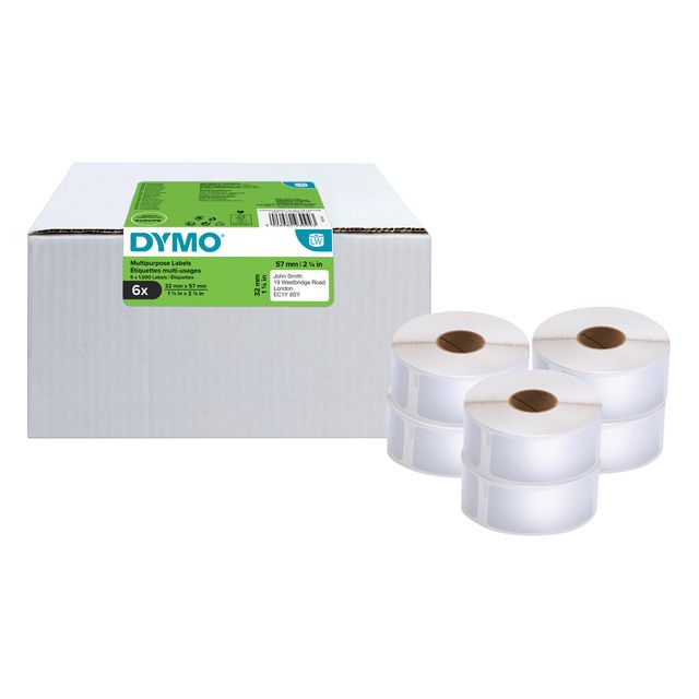 Dymo - Etiket LabelWriter multifunktional 32x57mm 6 Rollen à 1000 Stück weiß