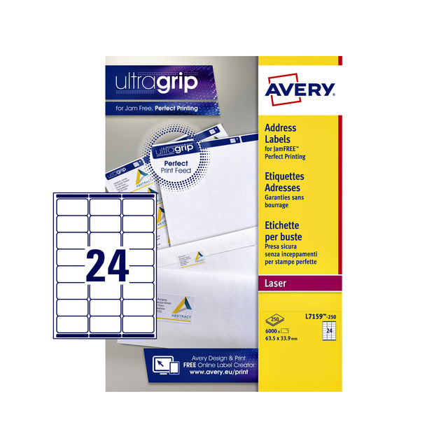 Étiqueter Avery L7159-250 63.5x33.9 mm blanc 6000 pièces
