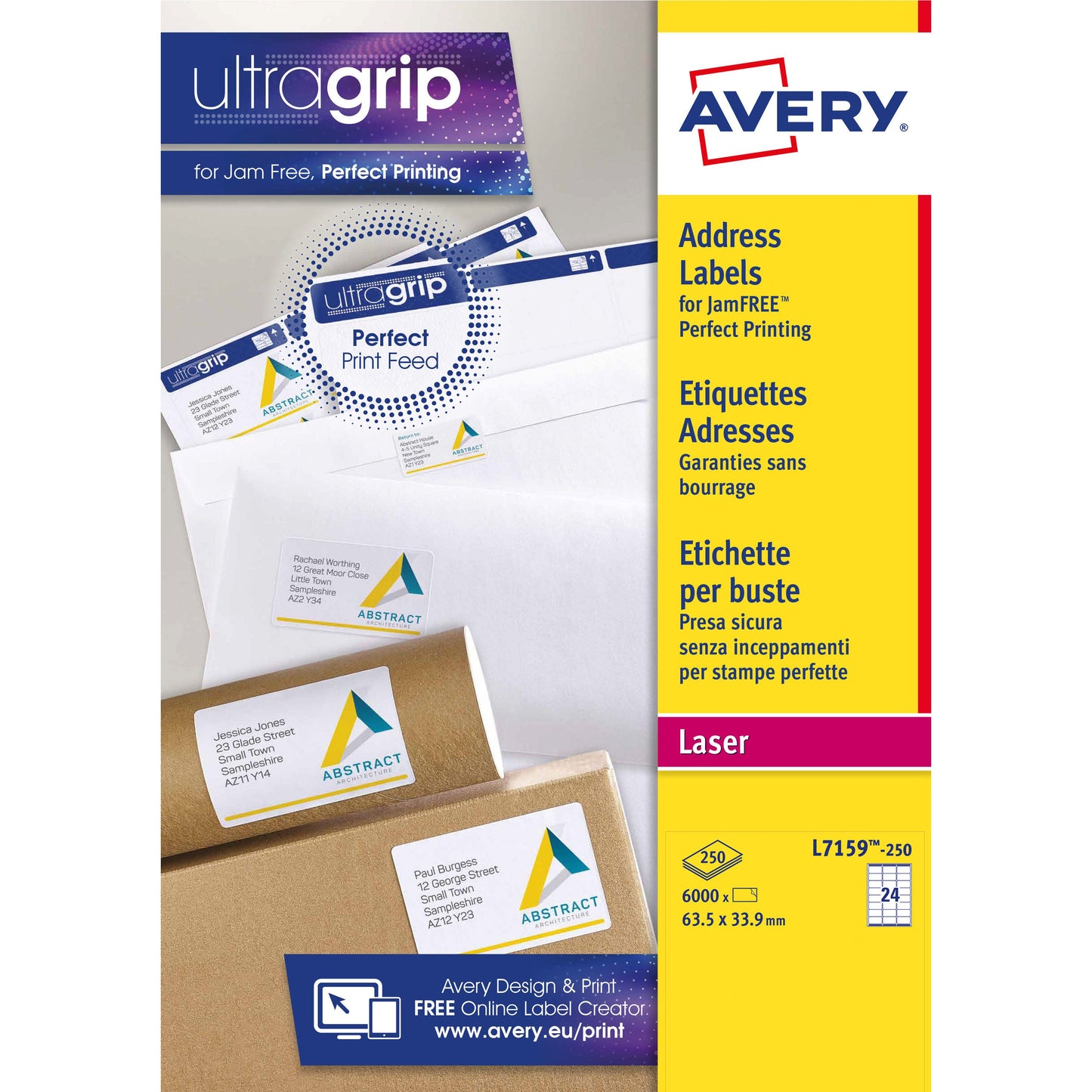 Avery - Etikett L7159-250 63,5 x 33,9 mm weiß 6000 Etiketten