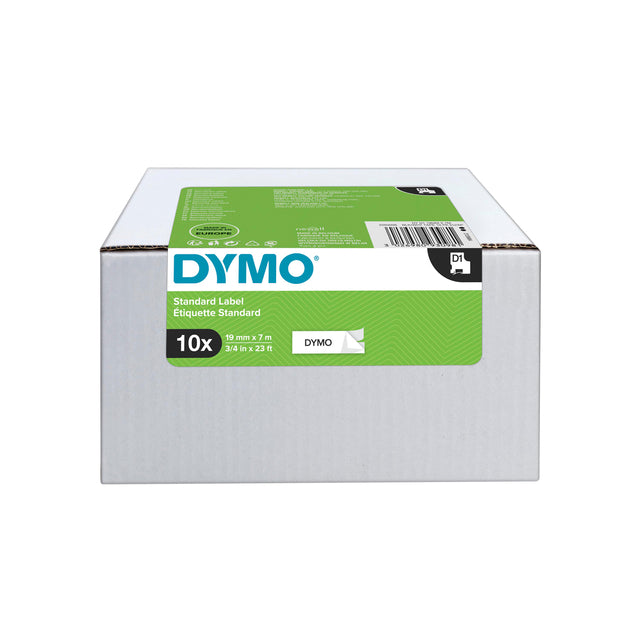 Dymo - Etikett Dymo 45803 D1 19mmx7m Weiß/Schwarz | Box ein 10 Stück