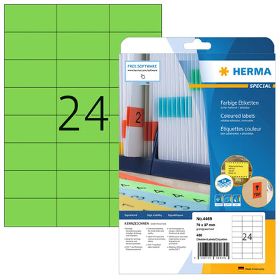 HERMA - Etikett 4469 70x37mm ablösbar grün 480 Stück