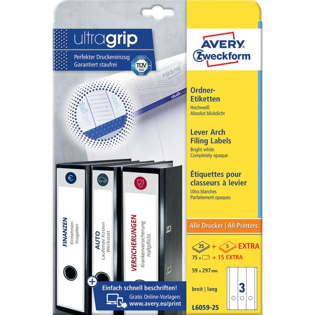Avery Zweckform - Rückenetikett Zweckform breit/lang 59x297mm selbstklebend weiß
