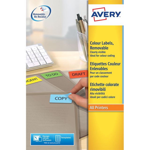 Avery Zweckform - Etikett L6041-20 45,7x21,2mm gelb 960 Etiketten