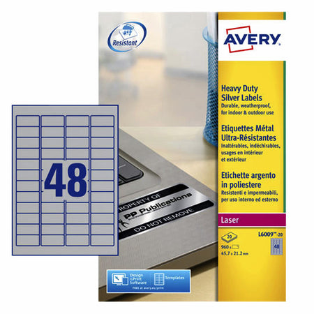 Avery Zweckform - Etikett L6009-20 45,7x21,2mm Silber 960 Etiketten