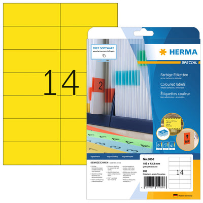 HERMA - Etikett 5058 105x42,3mm ablösbar gelb 280 Stück