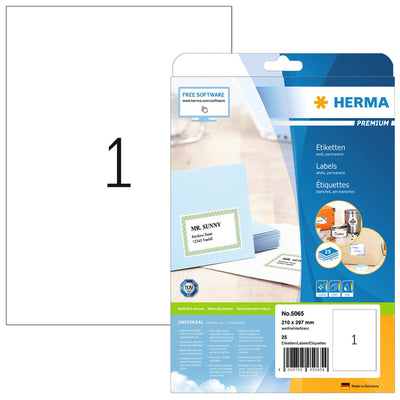 HERMA - Etikett 5065 210x297mm A4 premium weiß 25 Stück