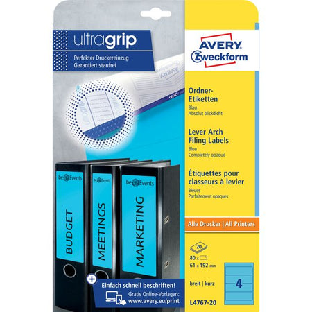 Avery Zweckform - Rückenetikett breit 61x192mm selbstklebend blau