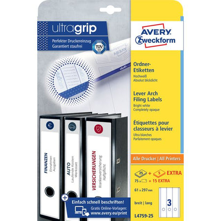 Avery Zweckform - Rückenetikett breit/lang 61x297mm selbstklebend weiß