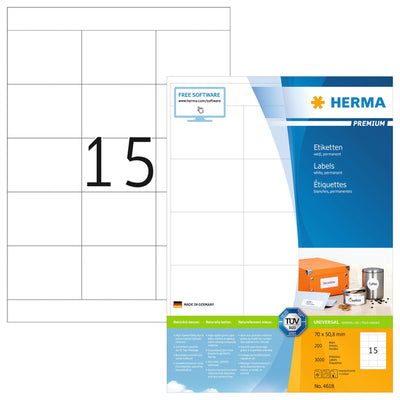HERMA - Etikett 4618 70x50,8mm premium weiß 3000 Stück