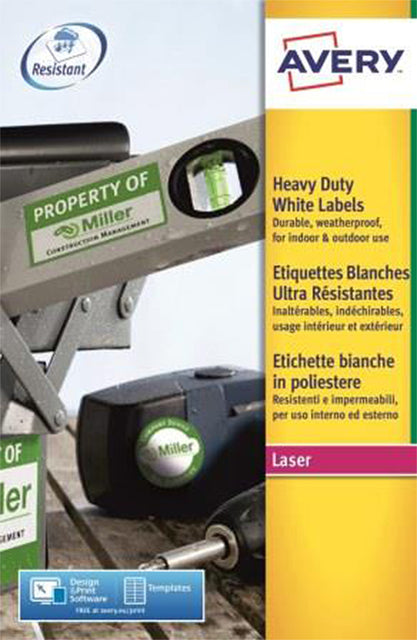 Étiqueter Avery L7060-20 63.5x38.1 mm Polyester blanc 420 pièces