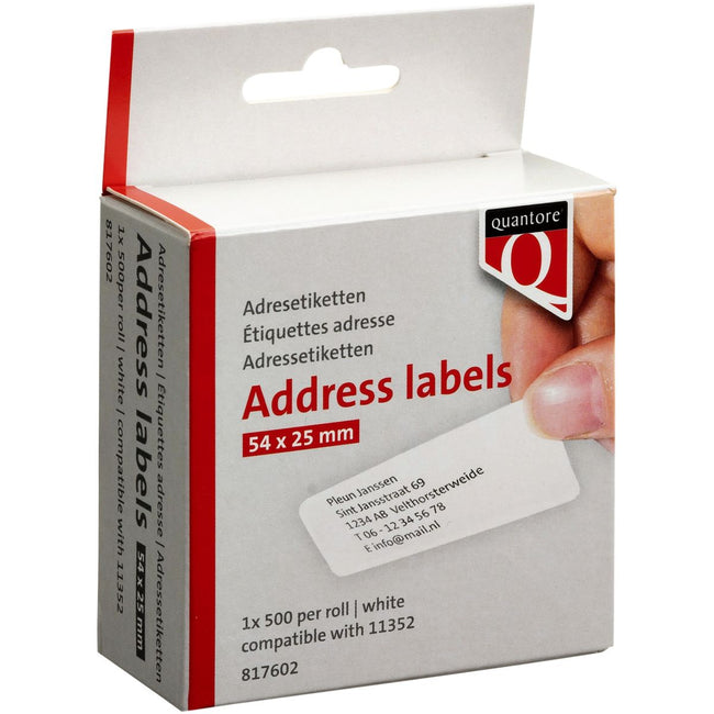Quantore - Etikettenetikett 11352 54x25mm Adresse weiß 500 Stück