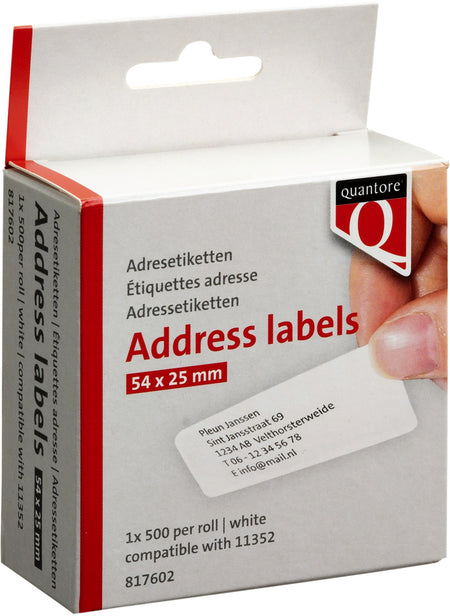 Quantore - Etikettenetikett 11352 54x25mm Adresse weiß 500 Stück