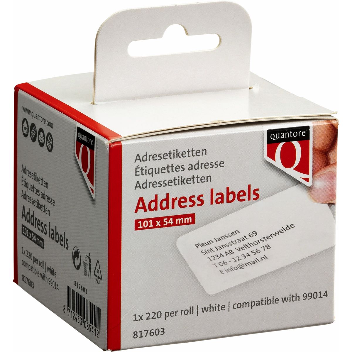 Quantore - Etikettenetikett 99014 54x101mm Adresse weiß