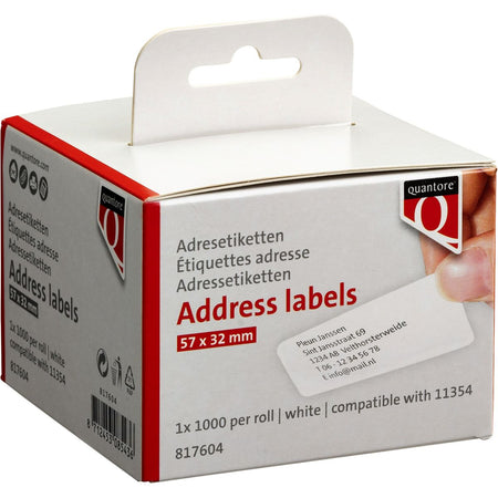 Quantore - Etikettenetikett 11354 57mmx32mm Adresse weiß 1000 Stück