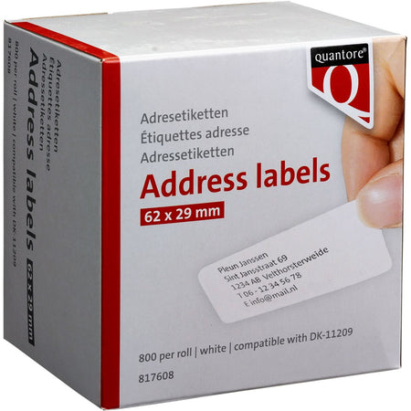 Quantore - Etikettenetikett DK-11209 29x62mm Adresse weiß 800 Stück