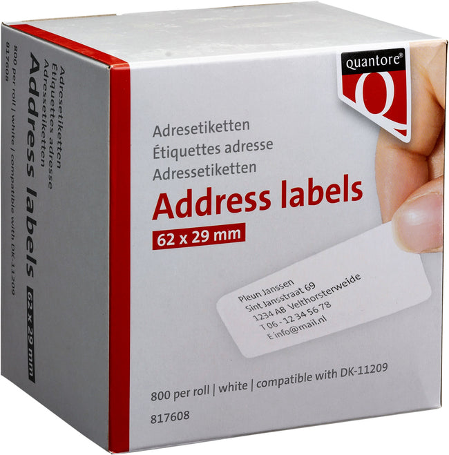 Quantore - Etikettenetikett DK-11209 29x62mm Adresse weiß 800 Stück