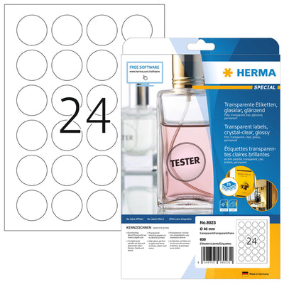 HERMA - Etikett 8023 40 mm rund transparent 600 Etiketten