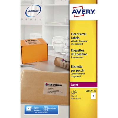 Avery - Etikett L7567-25 210x297mm transparent 25 Stück