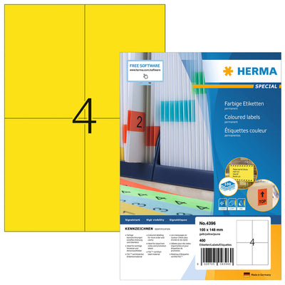 HERMA - Etikett 4396 105x148mm A6 gelb 400 Stück