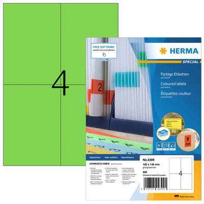 HERMA - Etikett 4399 105x148mm A6 grün 400 Stück