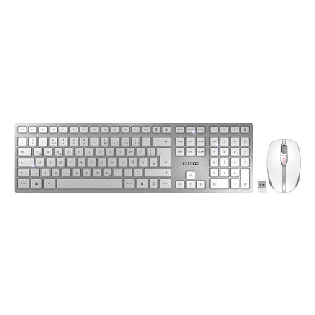 CHERRY -   DW 9100 SLIM toetsenbord Inclusief muis Universeel RF-draadloos + Bluetooth QWERTZ Duits Zilver