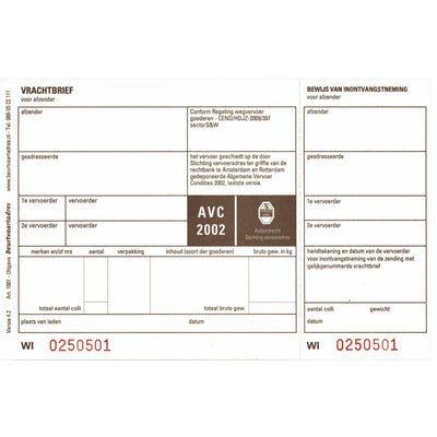 IEZZY - Frachtbrief BVA 1001 19x12cm 3fach 100 Stück blanko