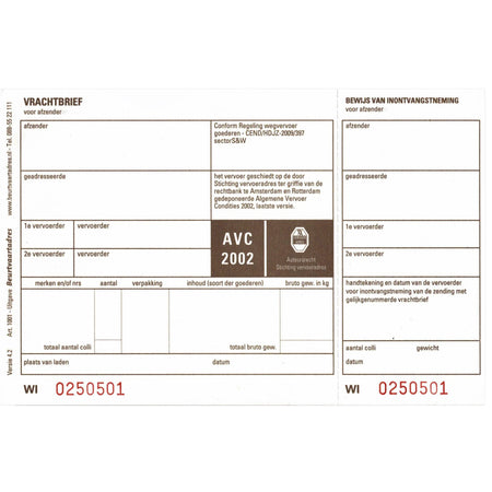 IEZZY - Frachtbrief BVA 1001 19x12cm 3fach 100 Stück blanko