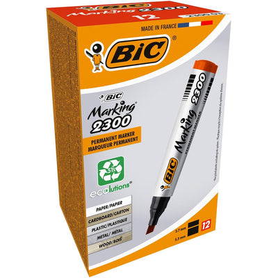 Bic - Permanentmarker Marking 2300 ECOlutions, rot, Packung mit 12 Stück