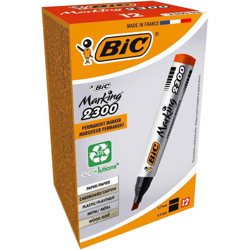 Bic - Permanentmarker Marking 2300 ECOlutions, rot, Packung mit 12 Stück