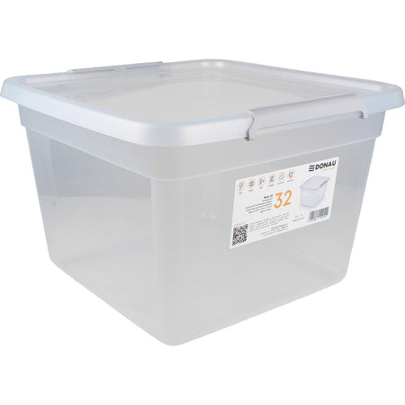 DONAU Home - Aufbewahrungsbox, 32 Liter, transparent