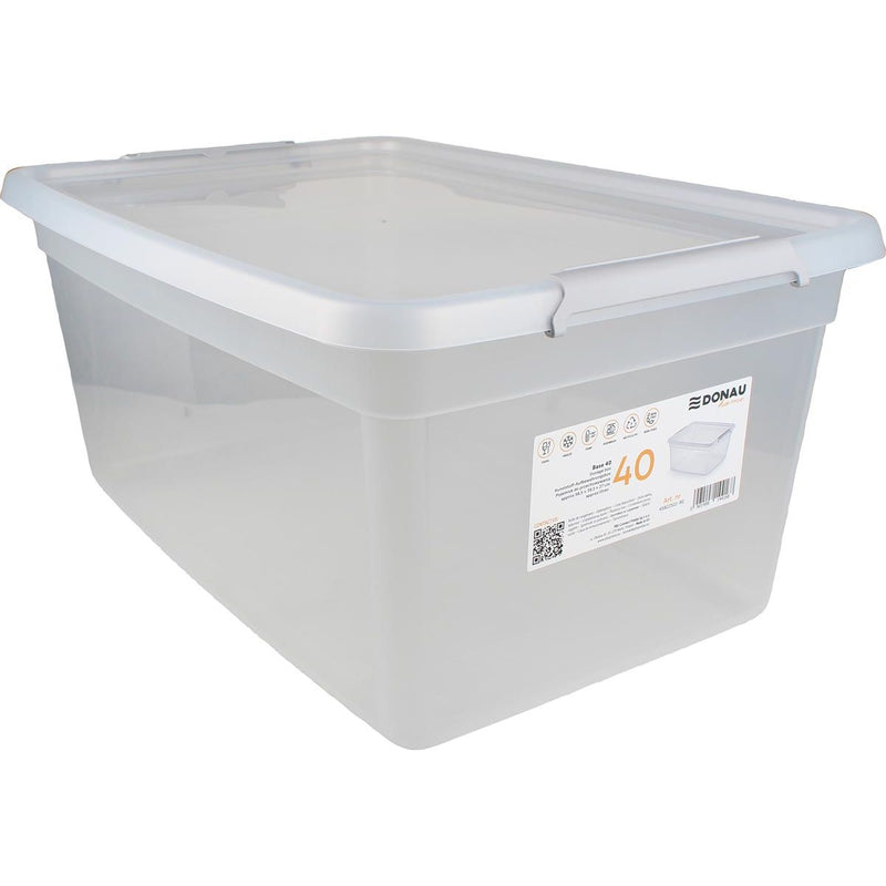 DONAU Home - Aufbewahrungsbox, 40 Liter, transparent